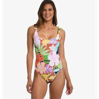 #ad One Piece Tropical Print Bathing Suit Matching Skirt $30.00