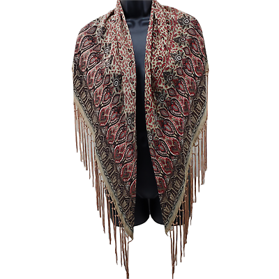 #ad Triangle Women#x27;s Scarf Multicolor Paisley Fringe Beach Cover Up Wrap $24.90