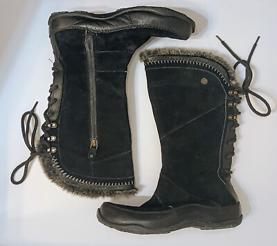 #ad The North Face Janey Women#x27;s Sz 6.5 Boots Black Winter Lace Up Faux Fur Lined $35.00