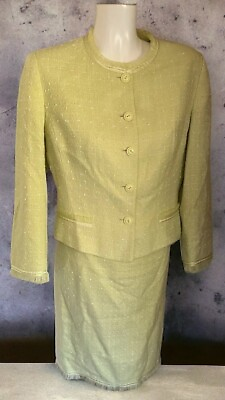 #ad Tyler Gillis Vintage Light Green White Skirt Suit Size Small $26.00