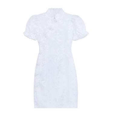 #ad Women#x27;s White French Temperament Cheongsam Short Sleeve Small Summer Dress $46.70
