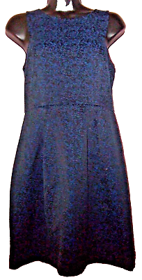 #ad NEW $95 ANN TAYLOR LOFT ZIP BACK RAISED TEXTURE SIZE 0 tank dress BLUE BLACK top $19.75