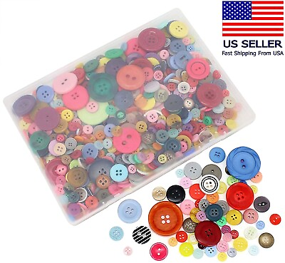 600Pc Craft DIY Buttons About Mixed Colors Assorted Sizes Round Resin Decoration $8.59
