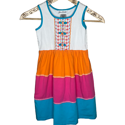 #ad #ad Jona Michelle Girls Dress Sundress Size 6 Colorblock Sleeveless $9.95
