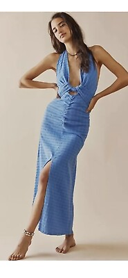 Free People Endless Summer Size Small Nya Maxi Halter Dress Blue $89.00