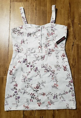 #ad NOBO Tank Sun Dress Women 2XL 19 White Pink Floral Stretch Buttons Pockets NWT $13.99