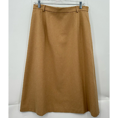 #ad Orvis Midi Long Petites Skirt Womens 14P Modest Vintage Classic Beige Brown $44.85