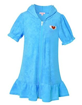 #ad Girls Hooded Zip Terry Coverups Swim Beach Cover Up Cotton 10 11 Years Seafoam $44.71