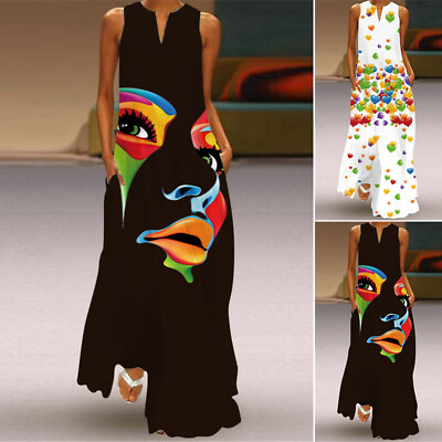 #ad Plus Size Womens Holiday Kaftan Maxi Dress Sundress Summer Beach Long Boho Dress $3.77