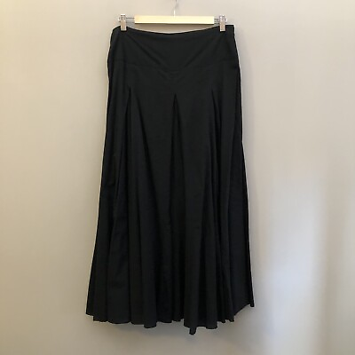 #ad Next Skirt Womens UK 14 Black Flared Long Cotton Boho Peasant Prairie Box Pleats GBP 16.99