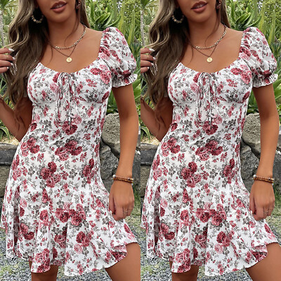 #ad #ad Women Summer Holiday Beach Party Sundress Ladies Sexy Boho Floral Mini Dress $23.38