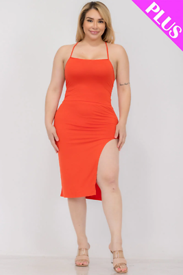 #ad Plus Size Sexy Solid Color Crisscross Back Cami Crop Top amp; Split Midi Skirt Set. $30.91