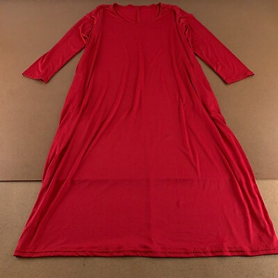 #ad Women#x27;s US Size 3X Deep Red Long Sleeve Scoop Neck Lightweight Maxi Dress New $19.27