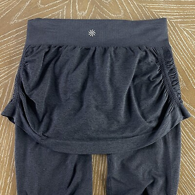 Athleta womens skirted leggings small gray capri skirt 2 in 1 seamless 426614 $17.95