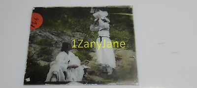 #ad F66 GLASS Slide or Negative 2 WOMEN LONG WHITE DRESSES SITTING AND SOME ON HEAD $35.96