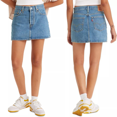 #ad Levis Denim Skirt Women#x27;s Size 7 JR Low Slouch Mini Y2K Medium Wash $21.55