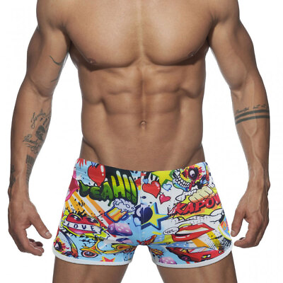 #ad Men#x27;s Funny Cartoon Swim Briefs Swimwear Trunks Surfboard Beach Shorts Swimsuit $11.99