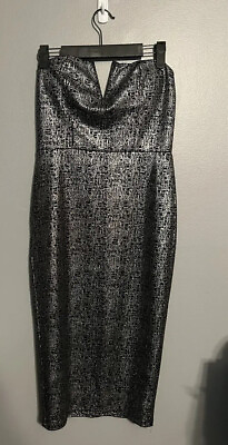 #ad Dark Silver Sparkly Strapless Dress Size Small $18.00