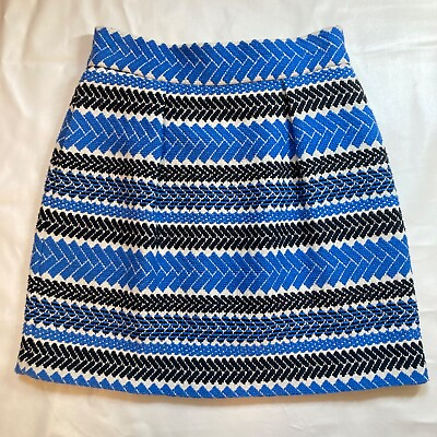 #ad #ad Nomad Morgan Carper Mini Skirt Women’s S Blue Embroidered Striped Short Lined $14.87