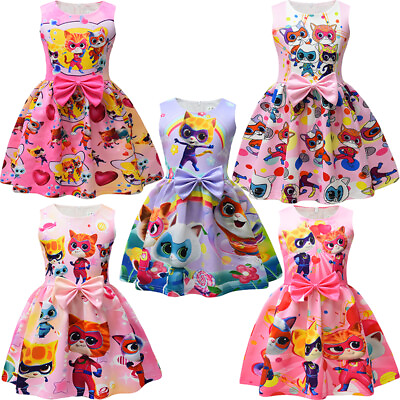 #ad #ad SuperKitties Summer Dress Girls Princess Dresses A Line Twirl Dress Ginny Sparks $20.69