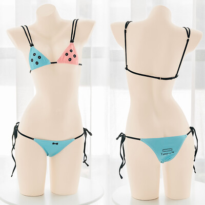 #ad Girl Beach Sweet Cute Bikini Swimsuit Women Game Console Print Swimwear Outfits $19.80