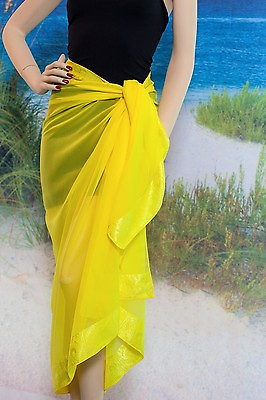 Yellow Sarong Pareo Sheer Beach Swimsuit Cover up $14.00