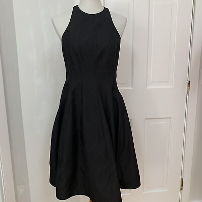 #ad HALSTON Heritage Fit amp; Flare Black Halter Dress Size 8 Coctail Party Sleeveless $45.95