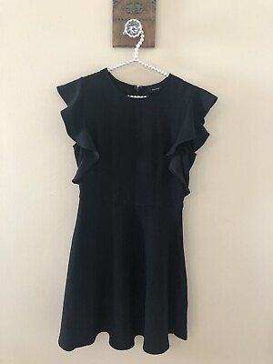 #ad Who What Wear Womens Size XS Black Dress Ruffle Sleeves $16.99