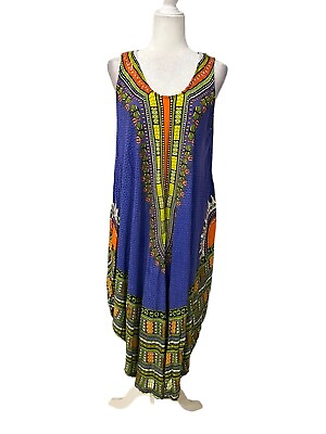 #ad Riviera Sun Women#x27;s Sun Dress Plus Size Sleeveless Rayon Pullover Multicolor $19.00