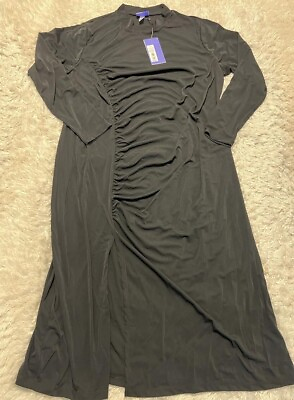 Future Collective Women#x27;s plus Dress Long Sleeve Mock Neck Side Ruched Size 3X $37.95