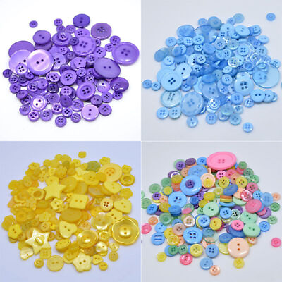 100Pcs Crafts Buttons Mixed Apparel DIY Size Scrapbook Resin Round for Sewing $2.98