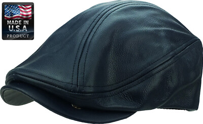 Made in USA 100% Genuine Leather Ascot Newsboy Ivy Hat Cap Gatsby $19.99