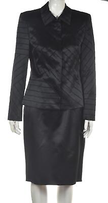 Louis Feraud Womens Suit Size 6 Black Solid Pencil Skirt Blazer Knee Length $59.99