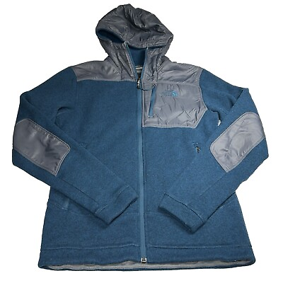 #ad The North Face Hooded Fleece Jacket Mens S Teal Full Zip Pockets Hood Hiking VTG $34.87