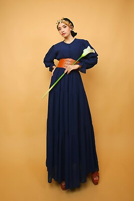 #ad Navy Dress Belt long sleeve maxi dressplus size maxi dress plain maxi dress $93.00
