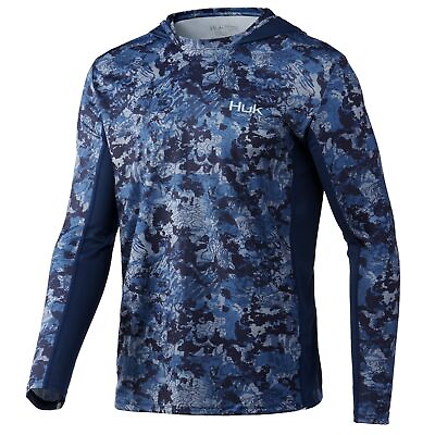 #ad HUK Men#x27;s Standard Icon X Camo Hoodie UPF 50 Long Sleeve Fishing Shirt Tide $35.37