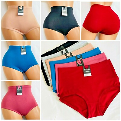 #ad 3 6 Pack Women High Waisted Briefs Bikini Panties Cotton Comfy 65 Underwear S 2X $34.88
