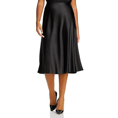 Aqua Womens Black Satin Knee Length Office Wear A Line Skirt Plus 2XL BHFO 0135 $13.99