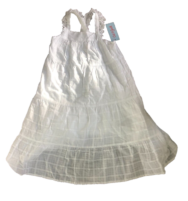 #ad Girls White Midi X Back Strap Dress Size Small 6 7 A1 $15.99