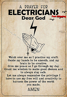 #ad Electrician Prayer Dear God For Lovers Poster $15.42