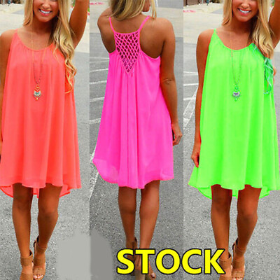 #ad BOHO Womens Strappy Sun Dresses Summer Beach Midi Dress Plus Size 6 20 Holiday $11.15