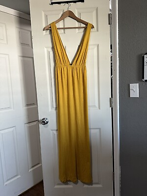 #ad Forever 21 Maxi Dress Yellow size small long sleeveless $5.00