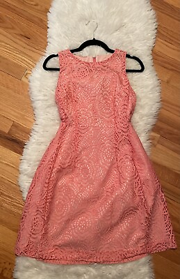 Eva Mendes by New York amp; Company Women Pink Coral Cocktail Dress Size 4 $14.50