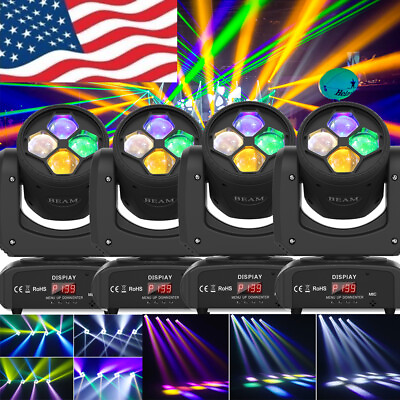4PCS 100W Moving Head Lights Stage Beam Lighting RGBW DJ DMX512 Disco Party 16CH $239.99