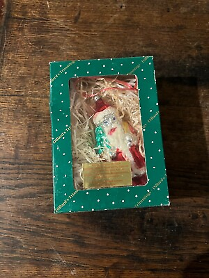 #ad Dillards Christmas Trimmings Ornament Vintage Green Box Santa in Box 2 $14.95