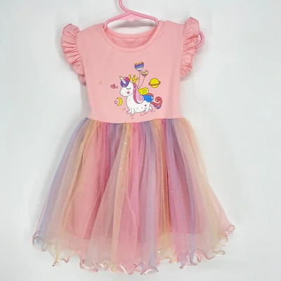 Girls Kids SHEIN Rainbow Glitter Unicorn Party Dress Lined Size 100 2090 $6.38
