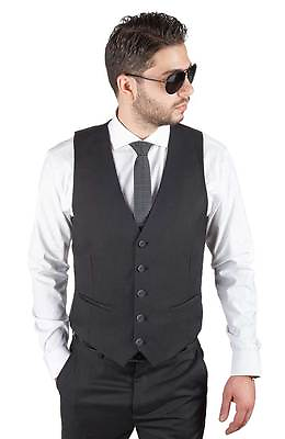 #ad Tuxedo Black Dress Suit Vest 5 Button V Neck Adjustable Back Strap Formal AZAR $28.95