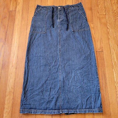 #ad Junction West 8 Blue Jean Denim Skirt Long Modest Maxi Back Slit Pockets $29.97