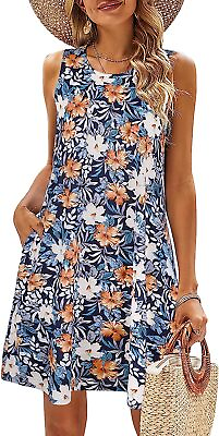 #ad SimpleFun Summer Dresses for Women Beach Floral Tshirt Sundress Casual Pockets B $64.21