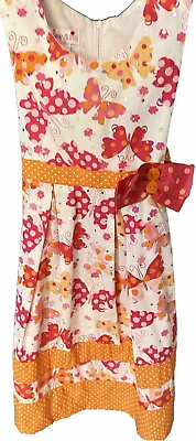 Ashley Ann Girls Dress Size 5 Spackle Pink Orange Butterfly Sun Dress $10.00